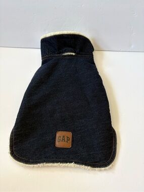Gap Small Dog Sherpa Fleece Lined Jacket Vest Rigid Denim Blue S/M Walk Warm